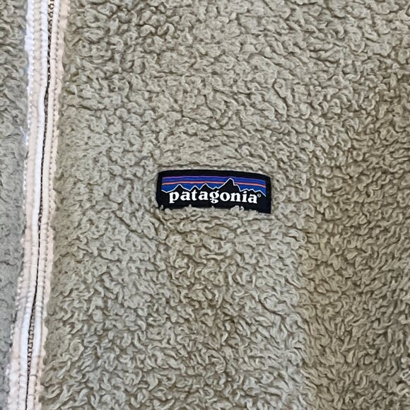 Women's Patagonia Los Gatos Vest SZ Large Tan Full Zip Sherpa Fleece Pockets - Picture 3 of 11